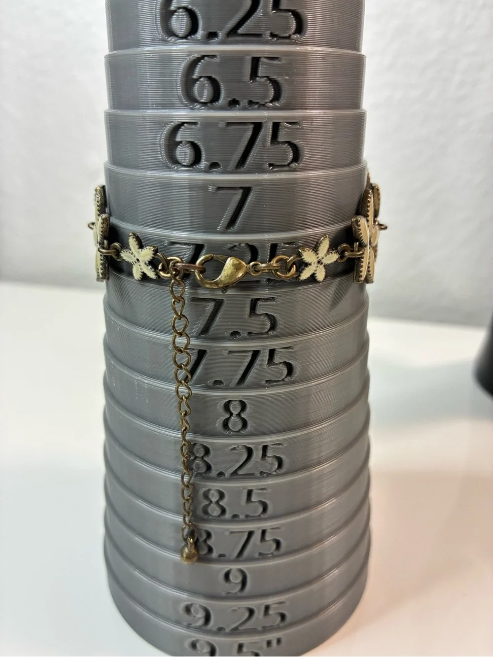 Cream Gold Metallic Enamel Floral Statement Bracelet Lightweight Boho Casual